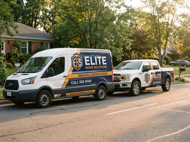 Van y camioneta de trabajo rotuladas con la marca del negocio